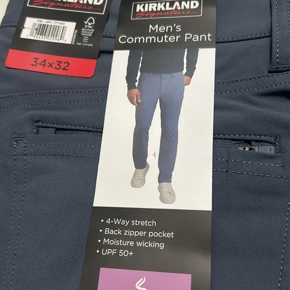 NWT Kirkland Signature Men’s Commuter Pant Blue size 34x32